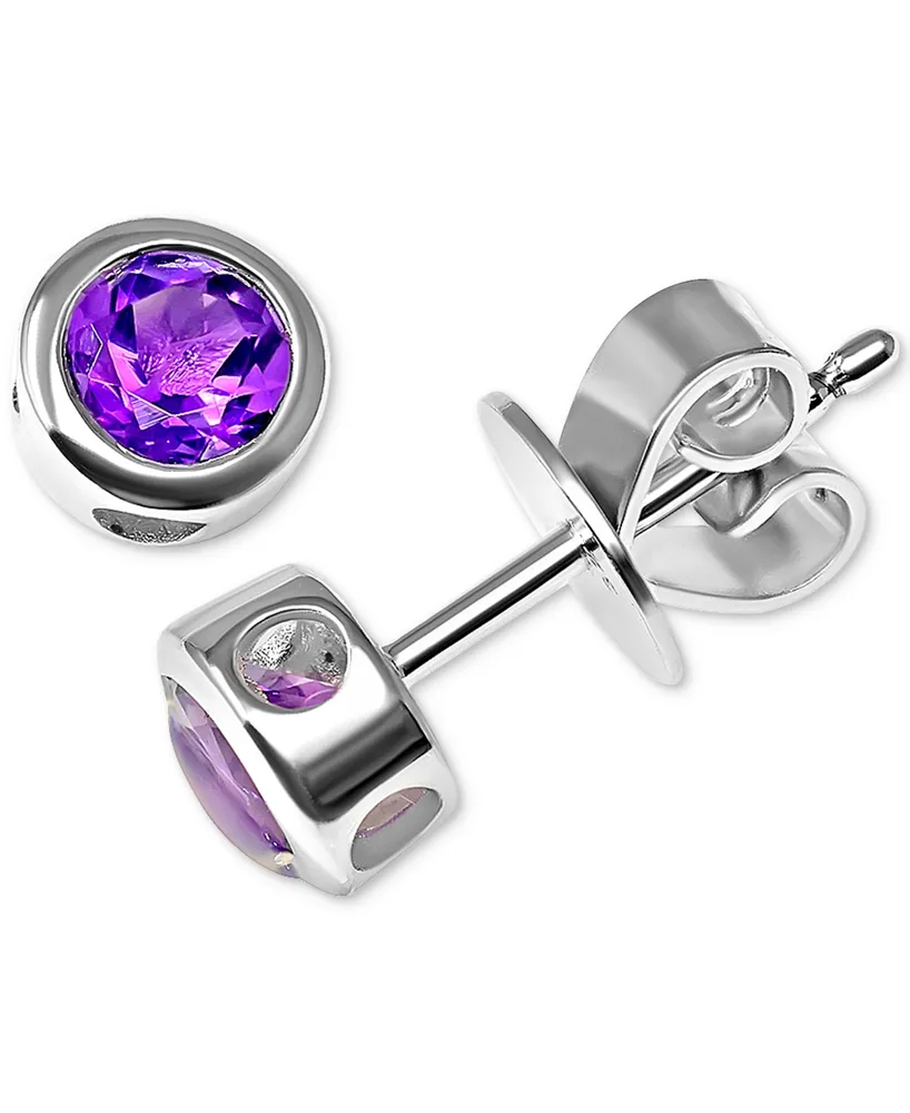 Garnet Bezel-Set Stud Earrings (3/8 ct. t.w.) Sterling Silver (Also Blue Topaz, Amethyst & Peridot)