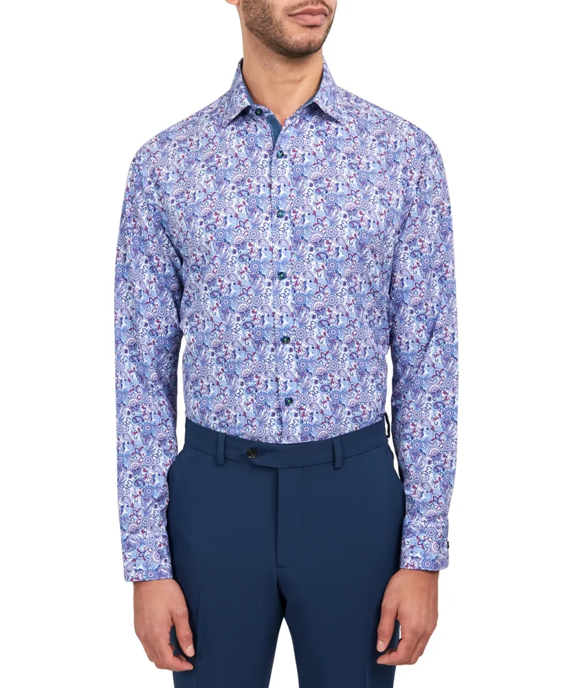 Society of Threads Men's Regular-Fit Paisley Performance Dress Shirt