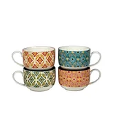 Damask Floral Set of 4 Jumbo Cups