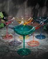 The Wine Savant Colored Vintage-Like Glass Coupes, Set of 6