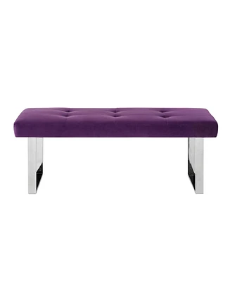 Inspired Home Alonso Velvet Button Tufted Rectangular Bench