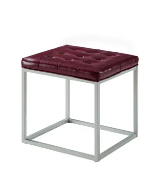 Inspired Home Lucas Pu Leather Button Tufted Cube Ottoman