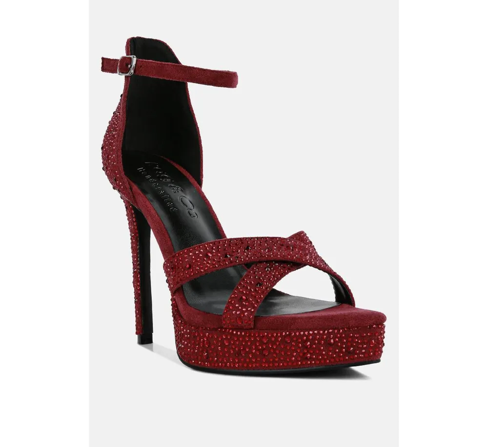 Rag & Co Regalia Purple Rhinestone Embellished Stiletto Sandals