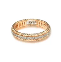 Suzy Levian Rosed Sterling Silver Cubic Zirconia French Filigree Eternity Band Ring