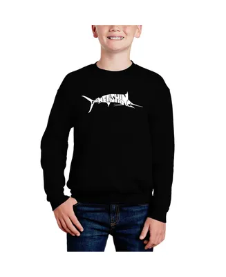 La Pop Art Boys Marlin - Gone Fishing Word Crewneck Sweatshirt