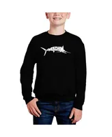 La Pop Art Boys Marlin - Gone Fishing Word Crewneck Sweatshirt