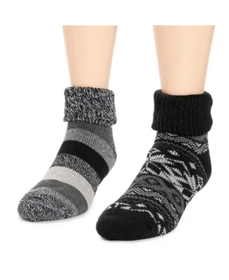 Muk Luks Men's Repreve Sock, Black Stripe, One Size