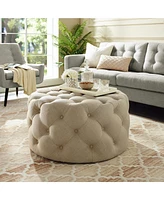 Inspired Home Drita Linen Cocktail Ottoman