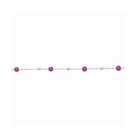 Sterling Silver Bezel-Set and Cz Bead Bracelet (White, Green, Blue Or Red)