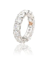 Suzy Levian New York Sterling Silver Cubic Zirconia White Checkered Cushion Cut Eternity Band Ring