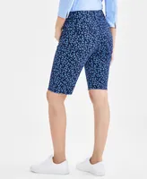 Style & Co Women's Printed Raw-Edge Bermuda Shorts, Created for Macy's