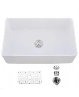 Streamdale Furniture 33 L X 20 W Single Basin Ceramic Farmhouse Kitchen Sink With Basket Strainer