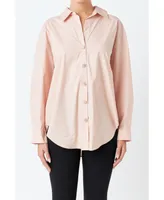 Women's Oversize Button Collared Shirt