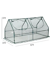 Aoodor 6 ft. x 3 ft. x 3 ft. Mini Greenhouse Portable House Shaped 2 Zipper Doors