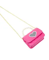 Girl's Hot Pink Quilted Pearl Handle Heart Bag