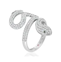 Suzy Levian New York Sterling Silver Cubic Zirconia Wild Snake Ring