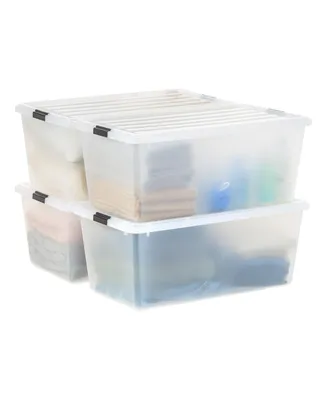 4 Pack 91qt Large Clear View Plastic Storage Bin with Lid and Secure Latching Buckles