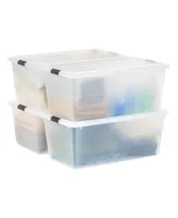 Iris 4 Pack 91qt Large Clear View Plastic Storage Bin with Lid and Secure Latching Buckles