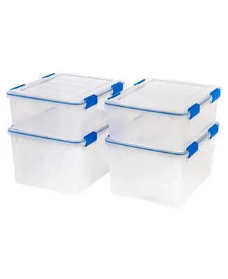 44 Quart and 26.5 Quart WeatherPro Storage Box Combo with Durable Lid and Seal and Secure Latching Buckles