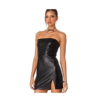 Women's Moon sign faux leather mini dress