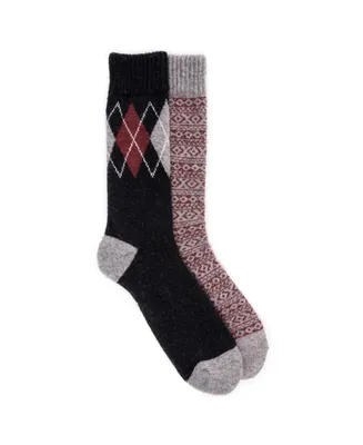 Muk Luks Men's 2 Pair Pack Wool Socks