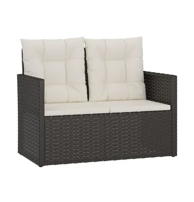 Patio Bench with Cushions Black 41.3" Poly Rattan