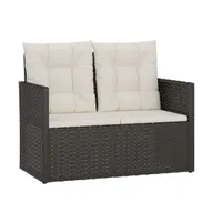 Patio Bench with Cushions Black 41.3" Poly Rattan