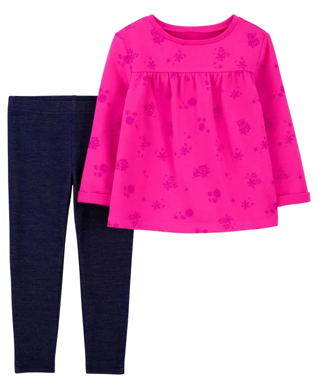 Carter's Baby Girls 2-Pc. Fuzzy Pullover & Floral Leggings Set - Macy's