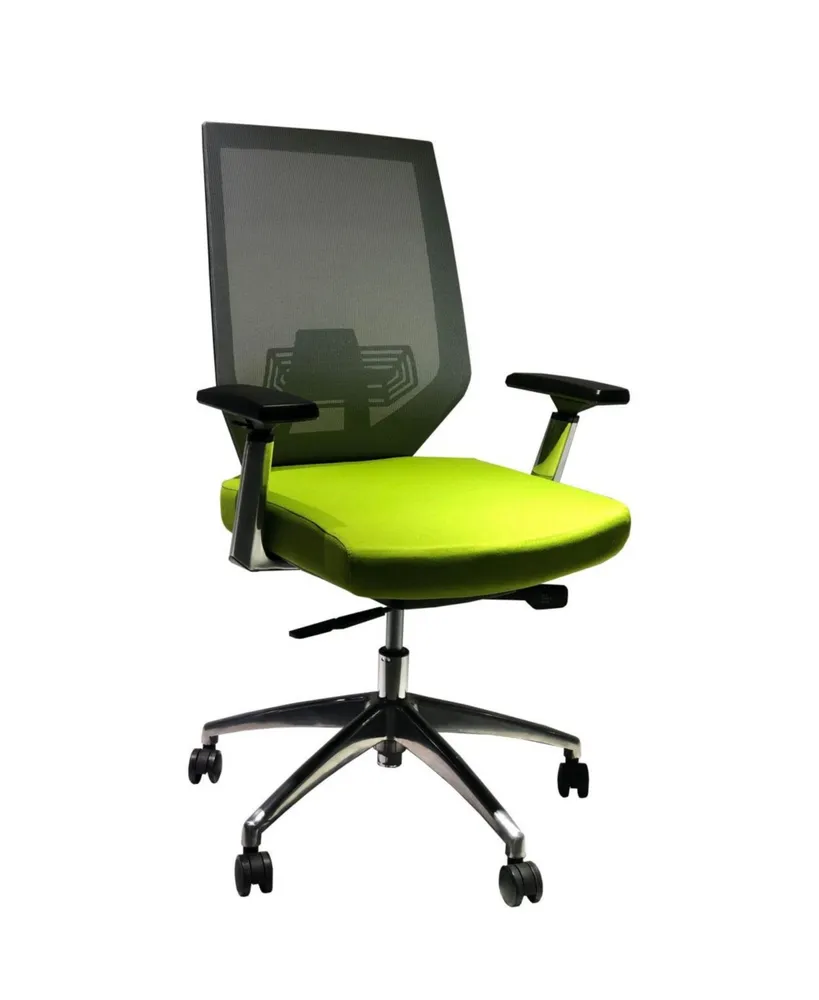 Simplie Fun Adjustable Mesh Back Ergonomic Office Swivel Chair With Padded Seat And Casters, Green And Gray