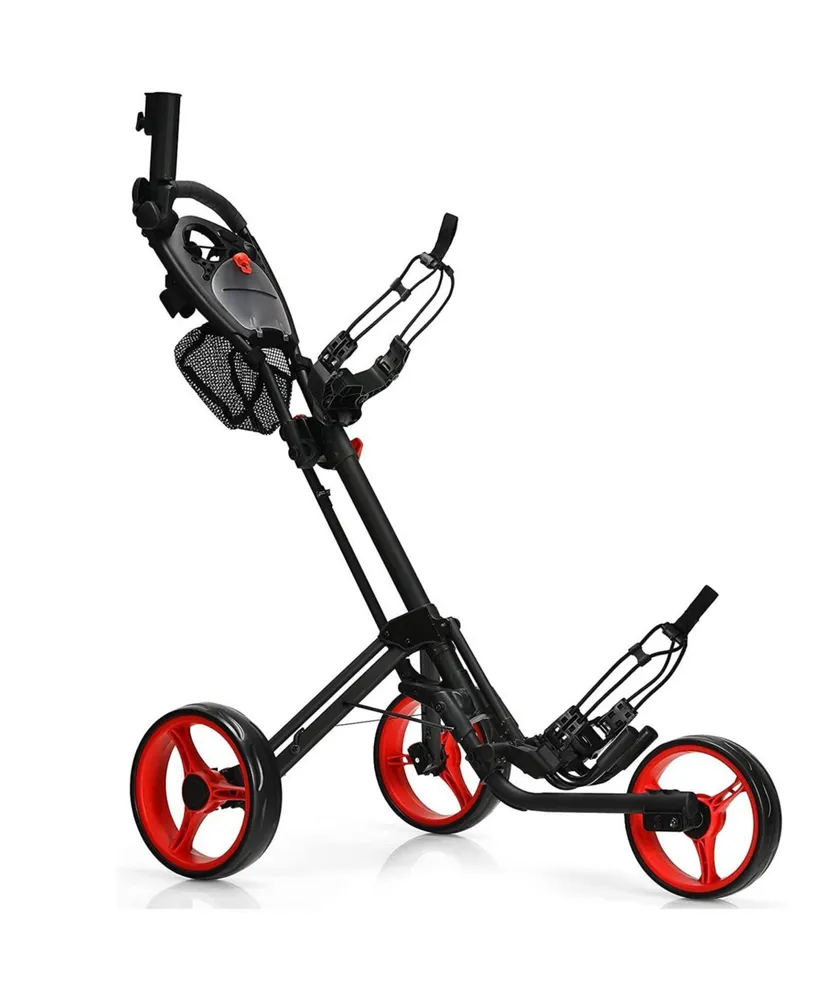 3 Wheel Folding Golf Push Cart with Brake Scoreboard Adjustable Handle