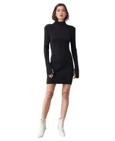 Women's Iliana Mock Neck Ribbed Sweater Mini Dress