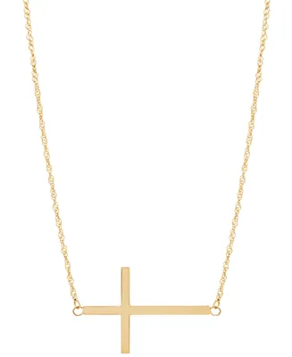 Polished East-West Cross 18" Pendant Necklace in 14k Gold