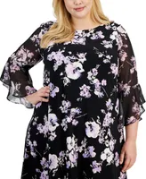 Kasper Plus Floral 3/4-Sleeve Shift Dress