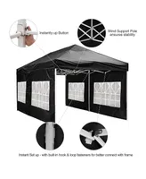 10x20FT Canopy Wedding Party Tent Pop Up Folding Gazebo Outdoor w/ 4 Sidewalls & Bag Black