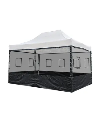 4 Half Mesh Sidewalls for 15x10 Ft Pop Up Canopy Tent w/ Window Food Vendor Fair