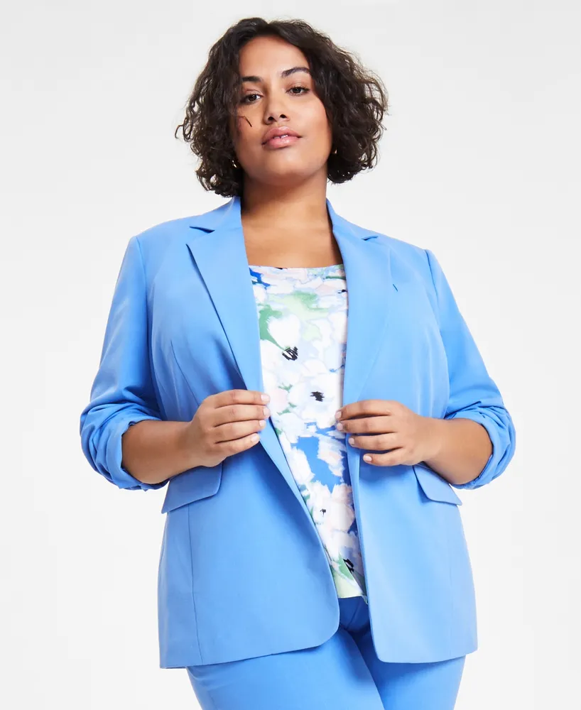 Bar Iii Plus One-Button Long-Sleeve Blazer, Created for Macy's