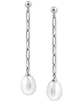 Giani Bernini Cultured Freshwater Pearl (10x8mm) Linear Chain Drop Earrings, Created for Macy's