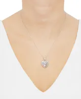 Cubic Zirconia Heart Locket Pendant Necklace in Sterling Silver