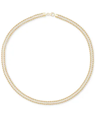Italian Gold Cubic Zirconia Rope Link 18" Collar Necklace in 14k Gold