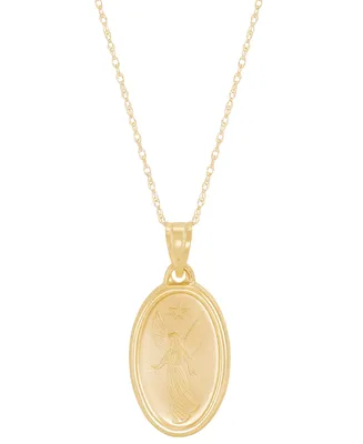 Angel Prayer Oval Medallion 18" Pendant Necklace in 10k Gold