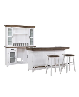 Closeout Peighton 5-Piece Bar Set (Back bar and hutch, bar and two stools)