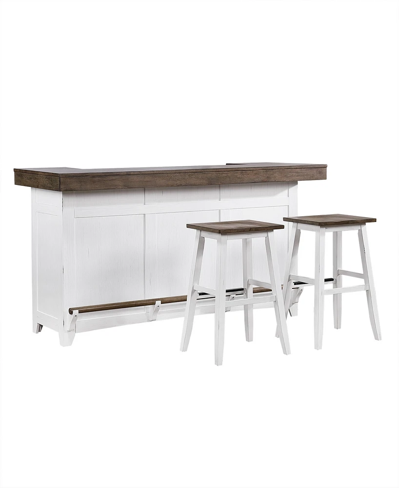 Closeout Peighton 3 Piece Bar Set (Bar with 2 Stools)