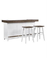 Closeout Peighton 3 Piece Bar Set (Bar with 2 Stools)