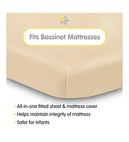 Breathable Baby All-in-One Fitted Sheet & Waterproof Cover for 33" x 15" Bassinet Mattress (2-Pack)