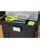 Letter Size Portable File Box with Organizer Lid, Black