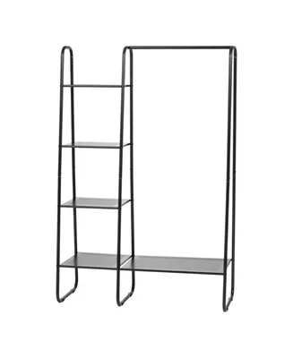 5 Shelf Garment and Accessories Rack for Hanging and Displaying Clothes, Black