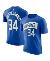 Men's Nike Giannis Antetokounmpo Royal Milwaukee Bucks 2023/24 City Edition Name and Number T-shirt