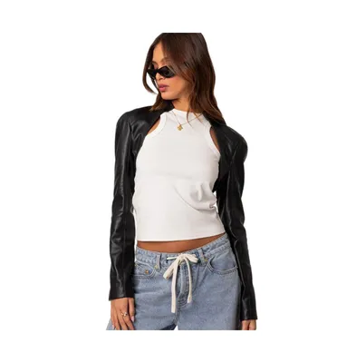 Women's Faux leather shrug jacket