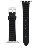 Nine West Women's Black Polyurethane Leather Band Compatible with 38mm, 40mm and 41mm Apple Watch - Black, Silver