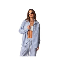 Women's Oversized pinstripe button up shirt